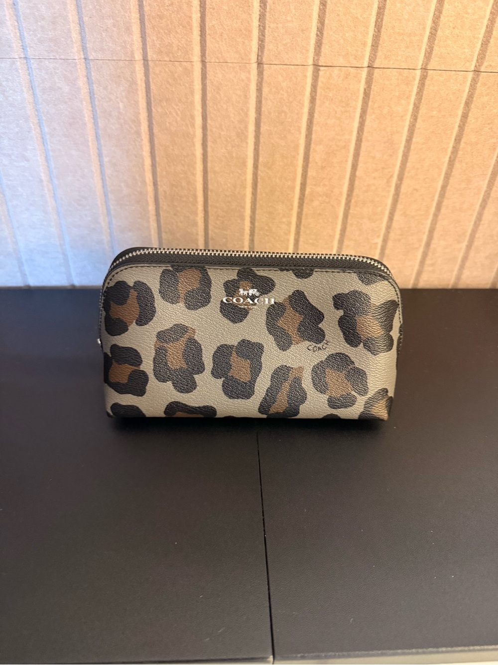 Coach Leopard Print Zip Cosmetic bag